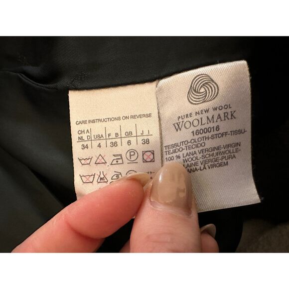 MaxMara Black 100% Wool Above the Knee Trench Coat Size 4 - Picture 8 of 13